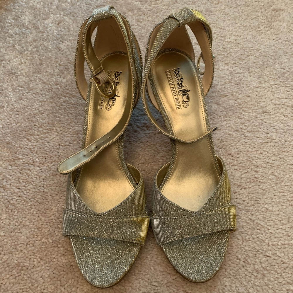 open toe silver strap chunk heel size 7.5
